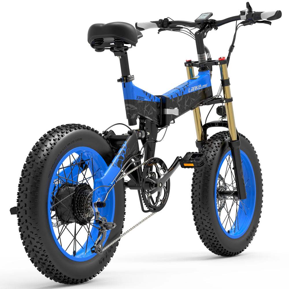 Lankeleisi X3000 Plus 1000W 20 "Fat Bike Widelec z podwójną koroną Składany e-rower górski 40 km/h 130 km 17,5 Ah 